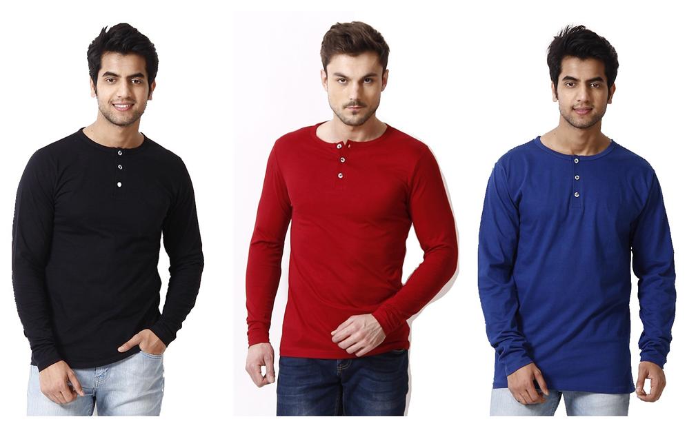 

Ansh Fashion Men Black Regular fit Cotton Henley neck T-Shirt - Pack Of 1