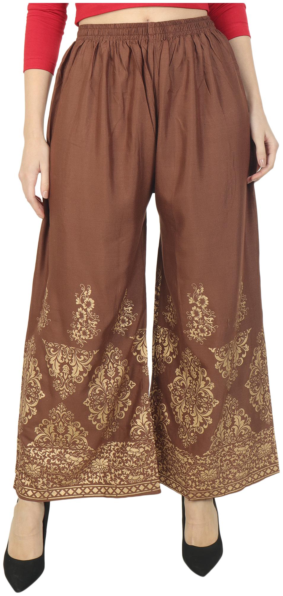 

ANTARES Brown Floral Wide Leg Palazzo