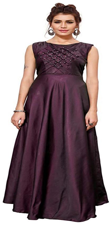

Anu Clothing Stitched Tafeta Satin Anarkali Gown For Women (Purple)