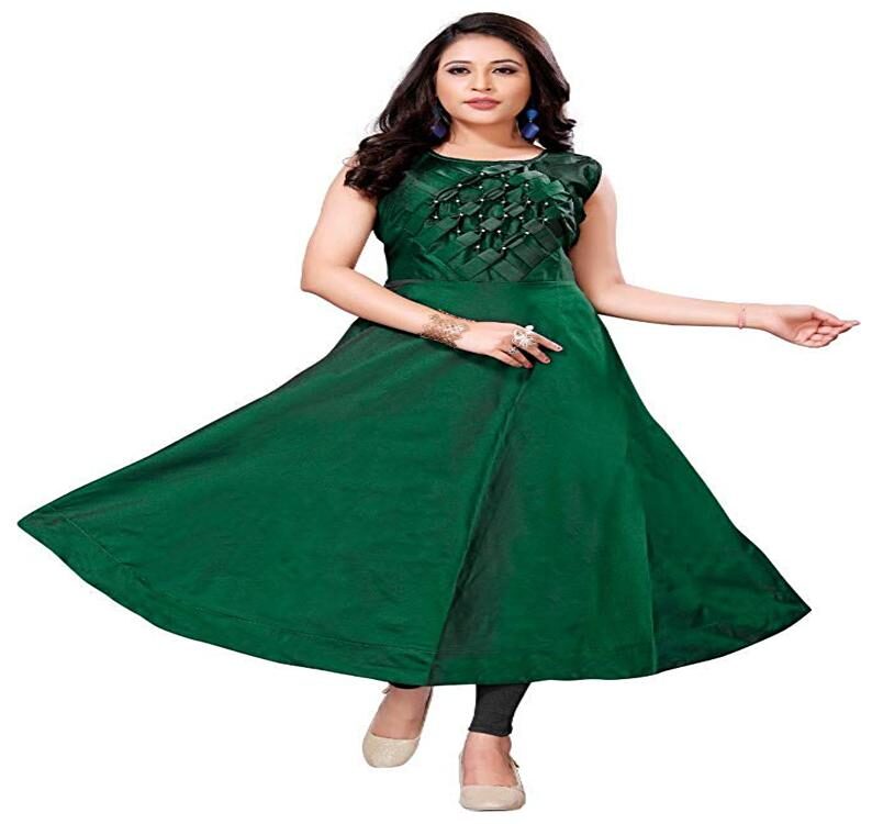 

Anu Clothing Stitched Tafeta Satin Anarkali Gown For Women (Green)