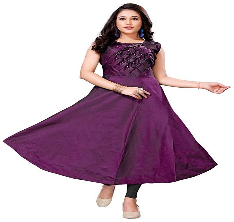 

Anu Clothing Stitched Tafeta Satin Anarkali Gown For Women (Purple)