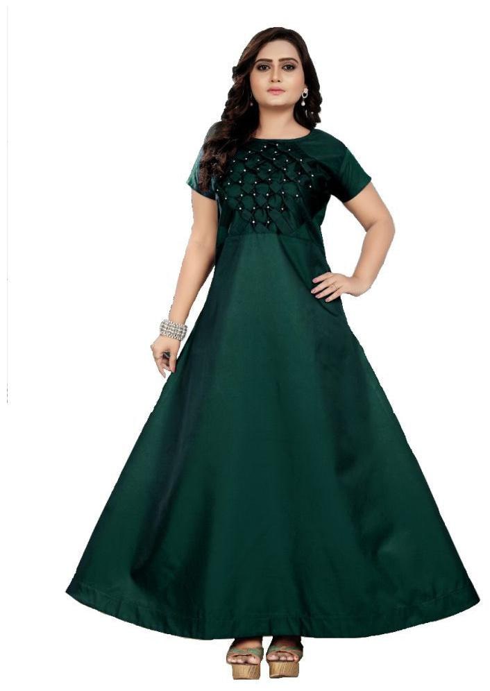 

Anu Clothing Satin Green Solid Only Gown For Women