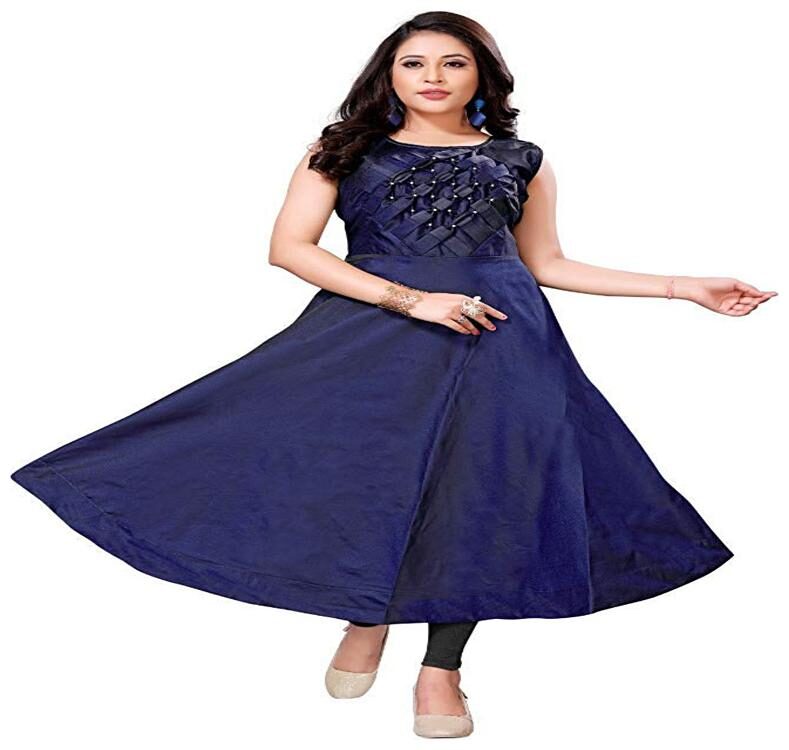 

Anu Clothing Stitched Tafeta Satin Anarkali Gown For Women (Blue)