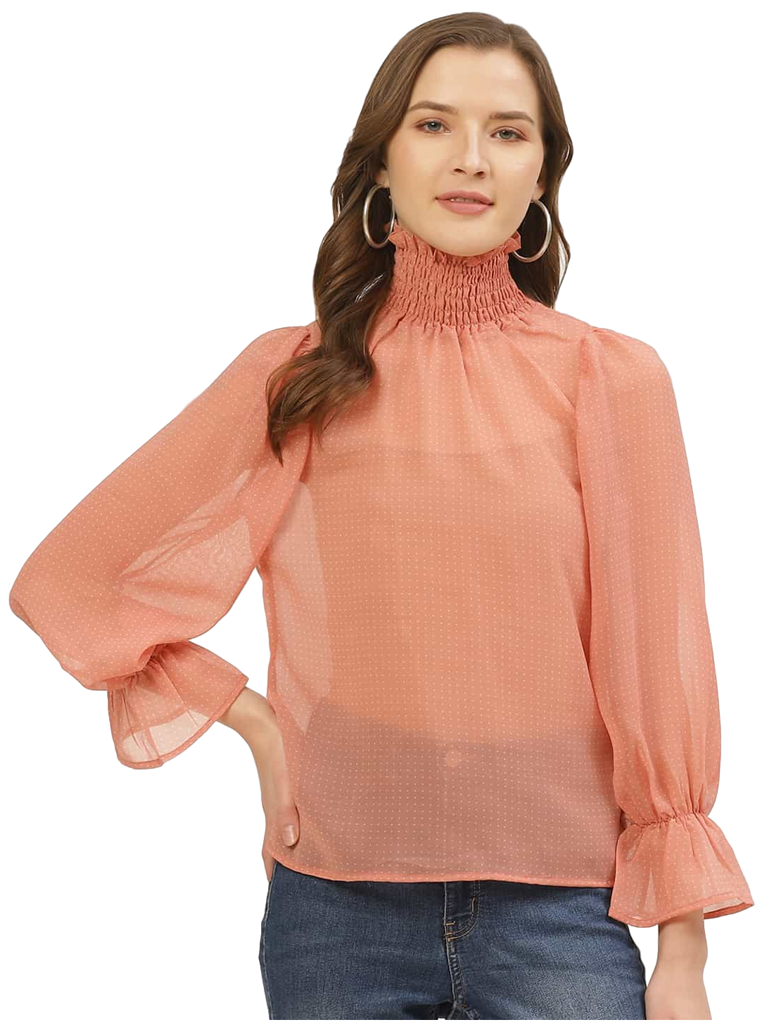 

ANVI Be Yourself Women Polka dots Regular top - Orange