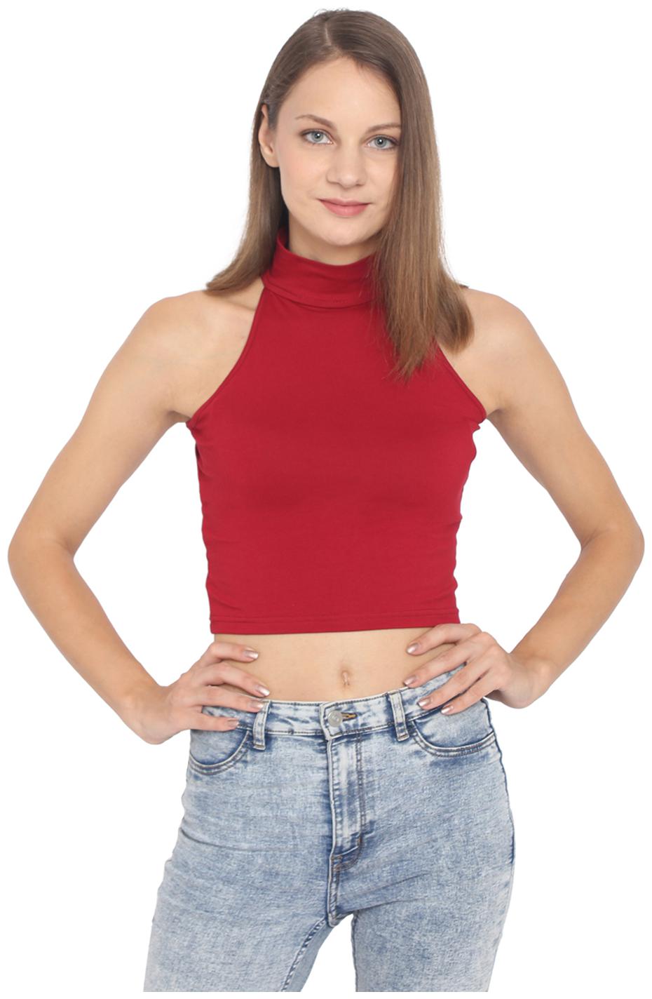 

ANVI Be Yourself Women Solid Regular top - Maroon