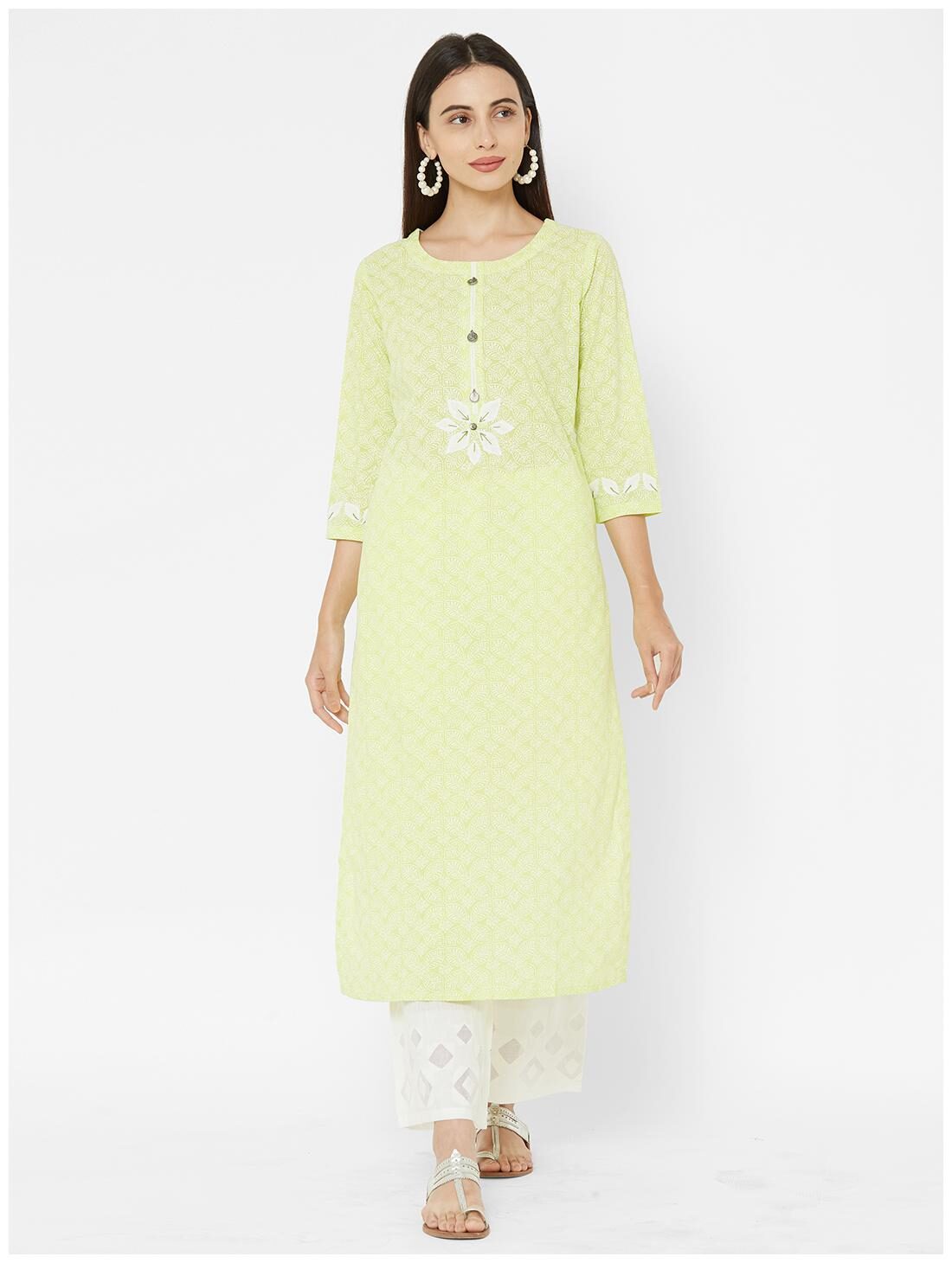 

Anvita Cotton Printed Green Kurti For Women