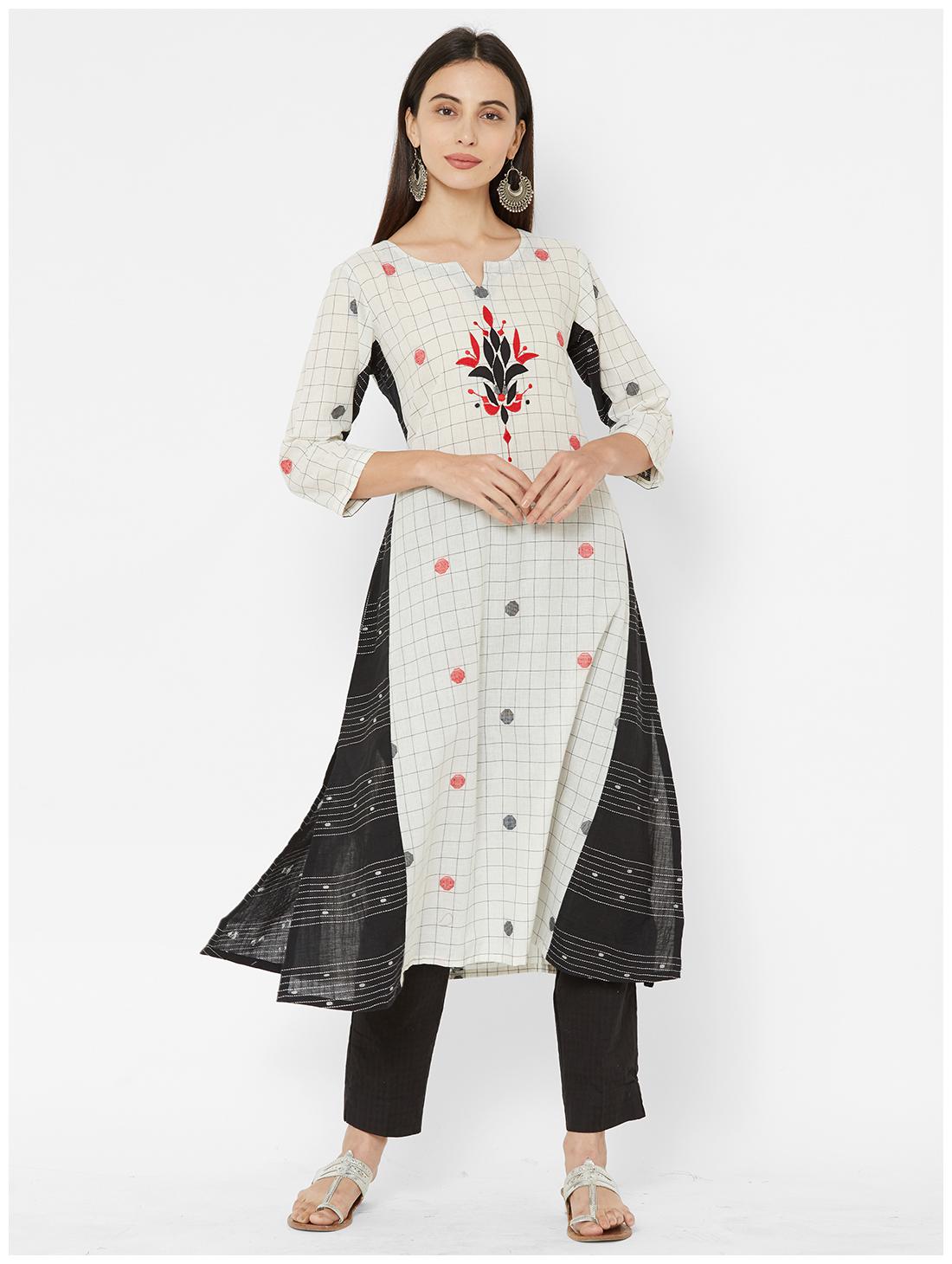 

Anvita Jacquard Embroidered White Kurti For Women