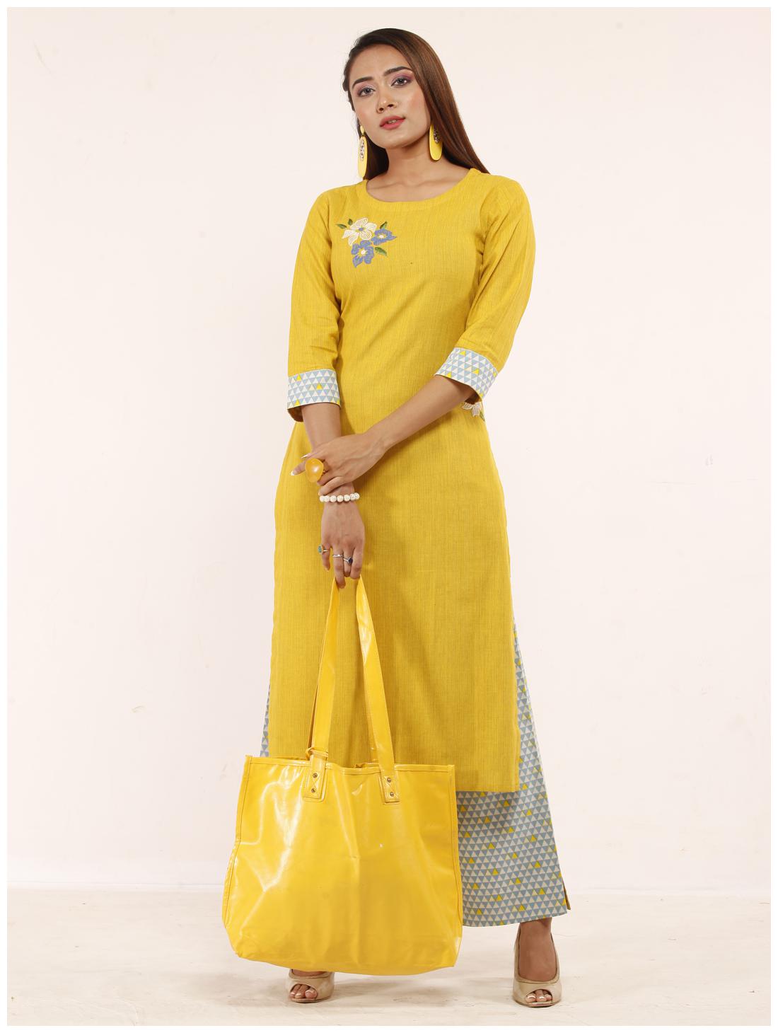 

Anvita Women Mustard Embroidered Stitched Suits