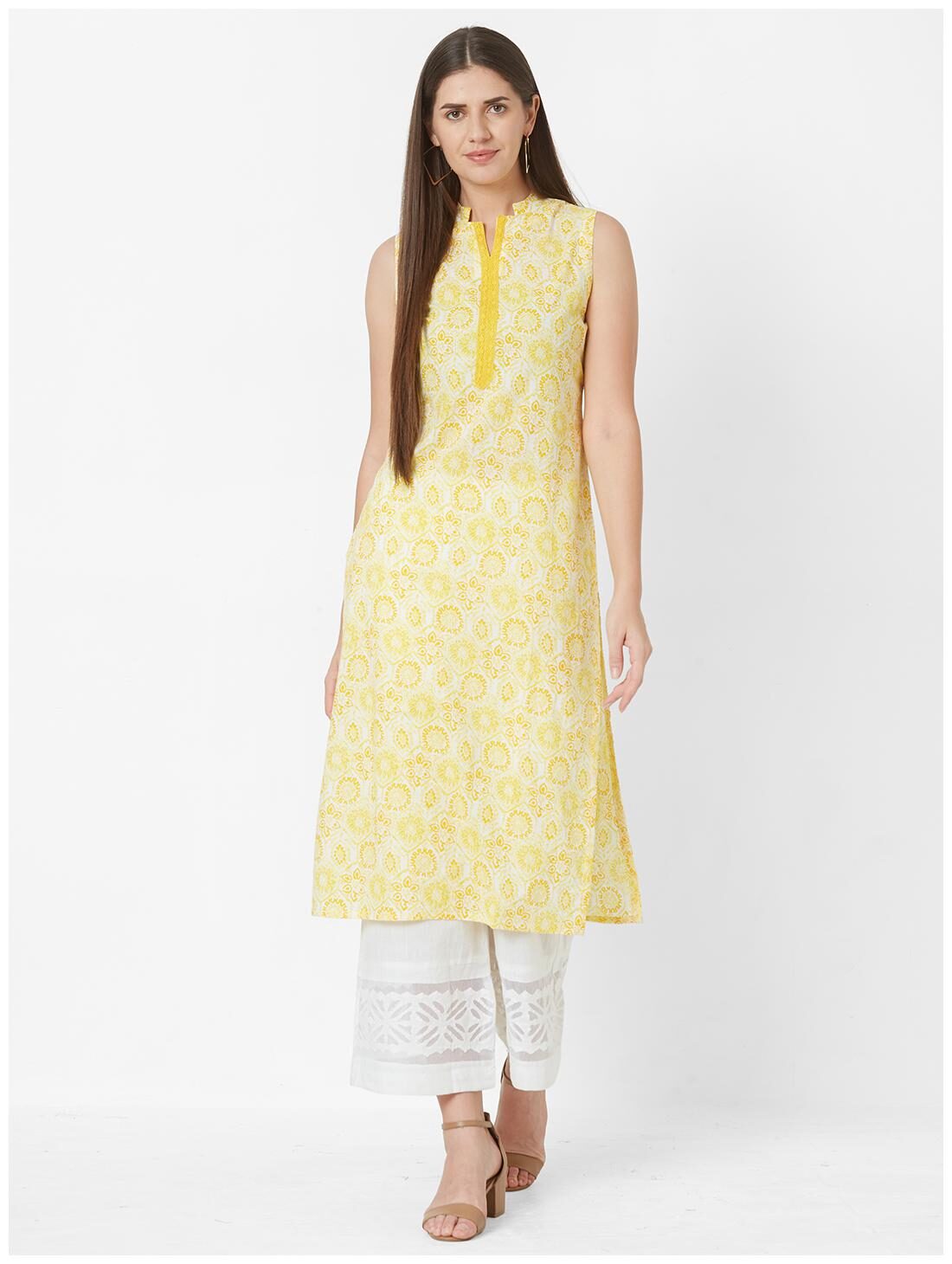

Anvita Women Cotton Regular Fit Kurti (Yellow)
