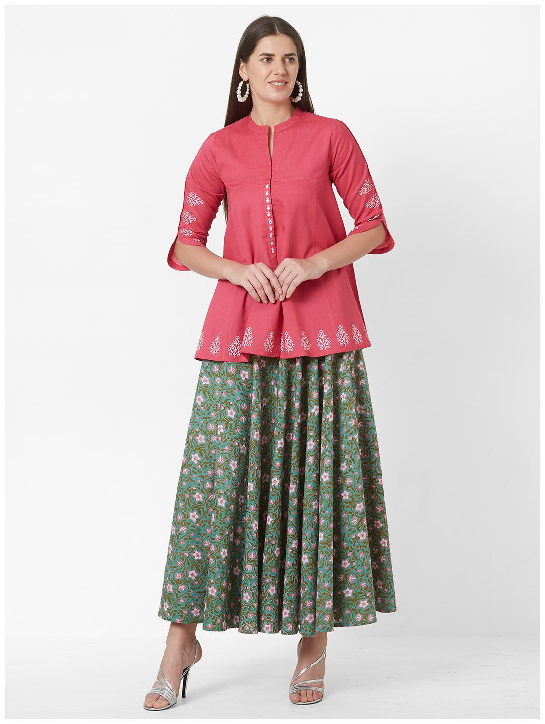 

ANVITA Women Cotton Printed Kurti Pink