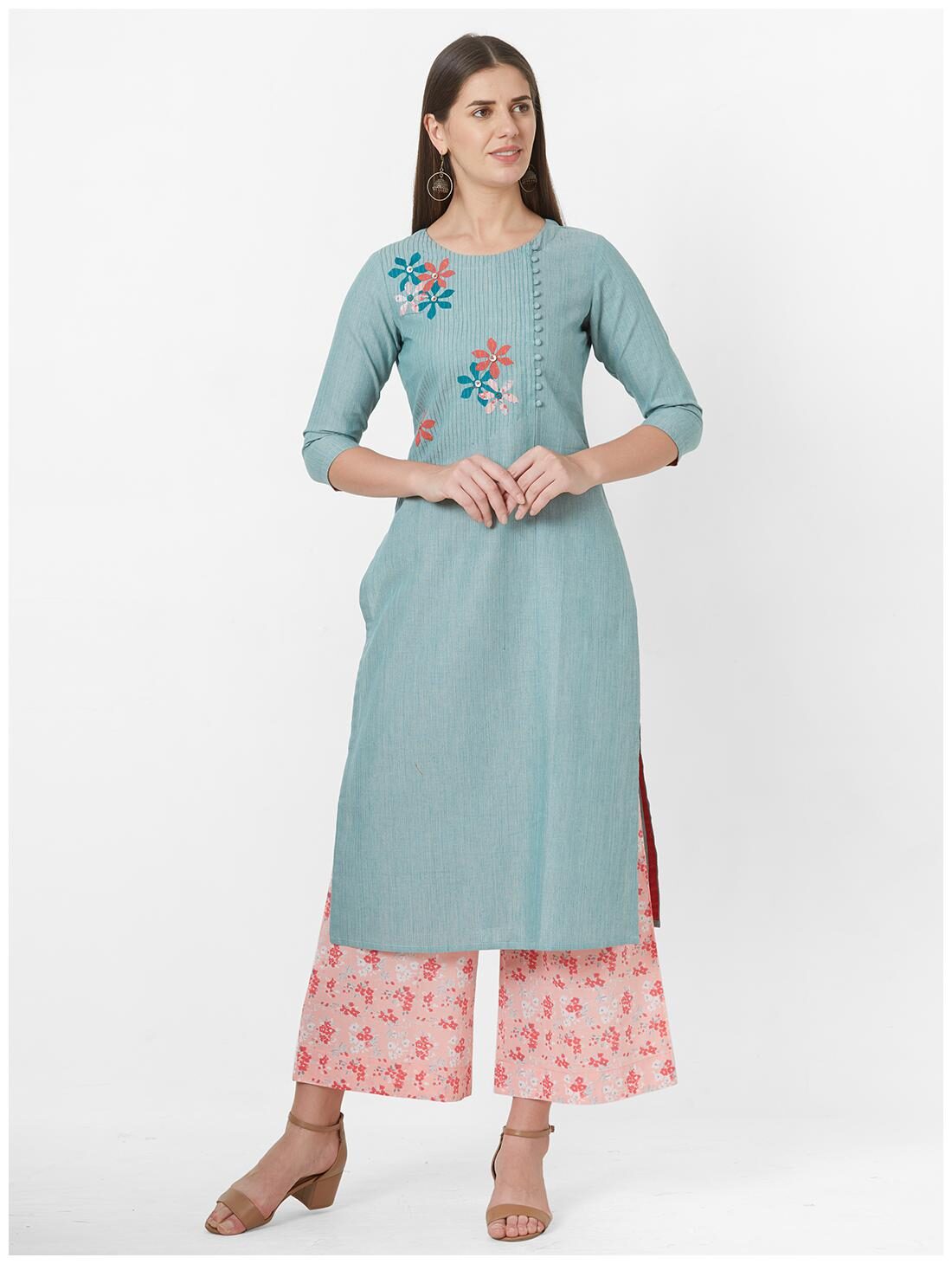 

Anvita Women Khaadi Regular Fit Kurti (Blue)