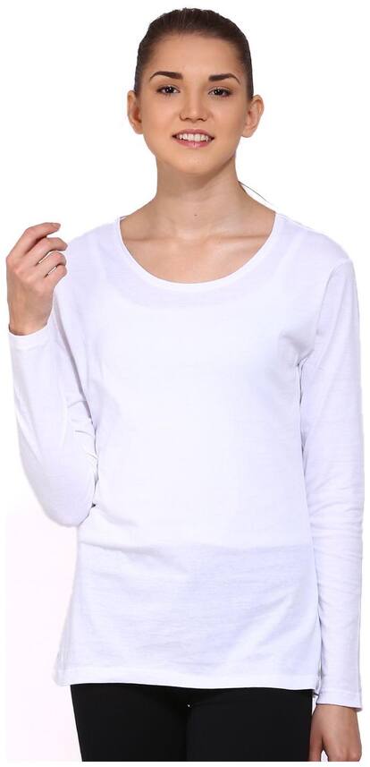 Ap'pulse Women White Regular fit Round neck Cotton T shirt