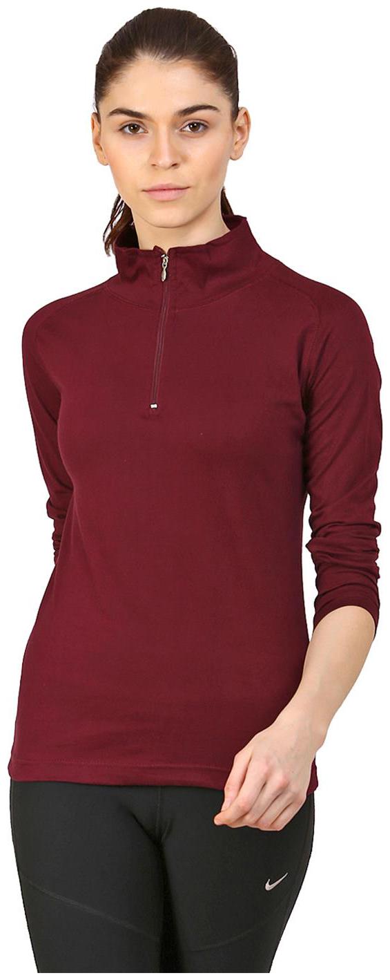 

Ap pulse Women Black Regular fit High neck Cotton T shirt