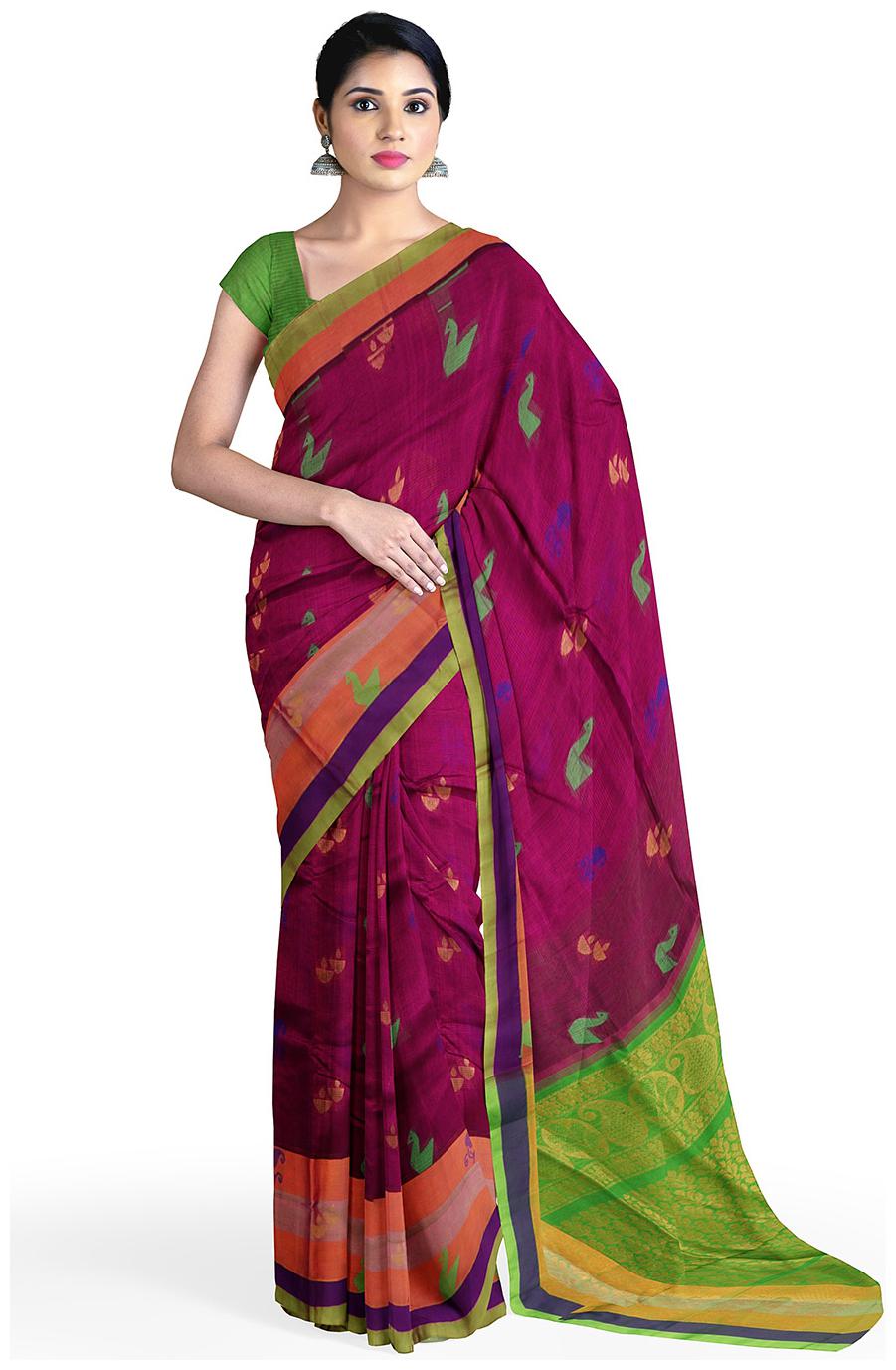 

APCO Cotton Blend Purple Woven Regular Saree For Women