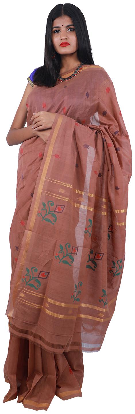 

APCO Cotton Woven Brown Color Saree With Blouse
