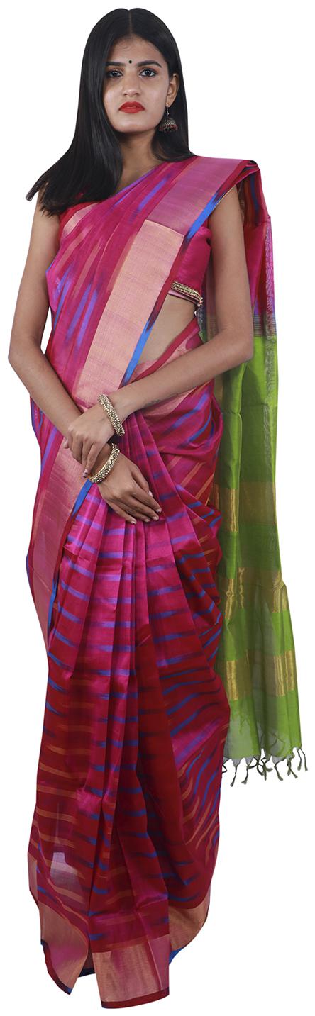 

APCO Cotton Blend Woven Pink Color Saree With Blouse