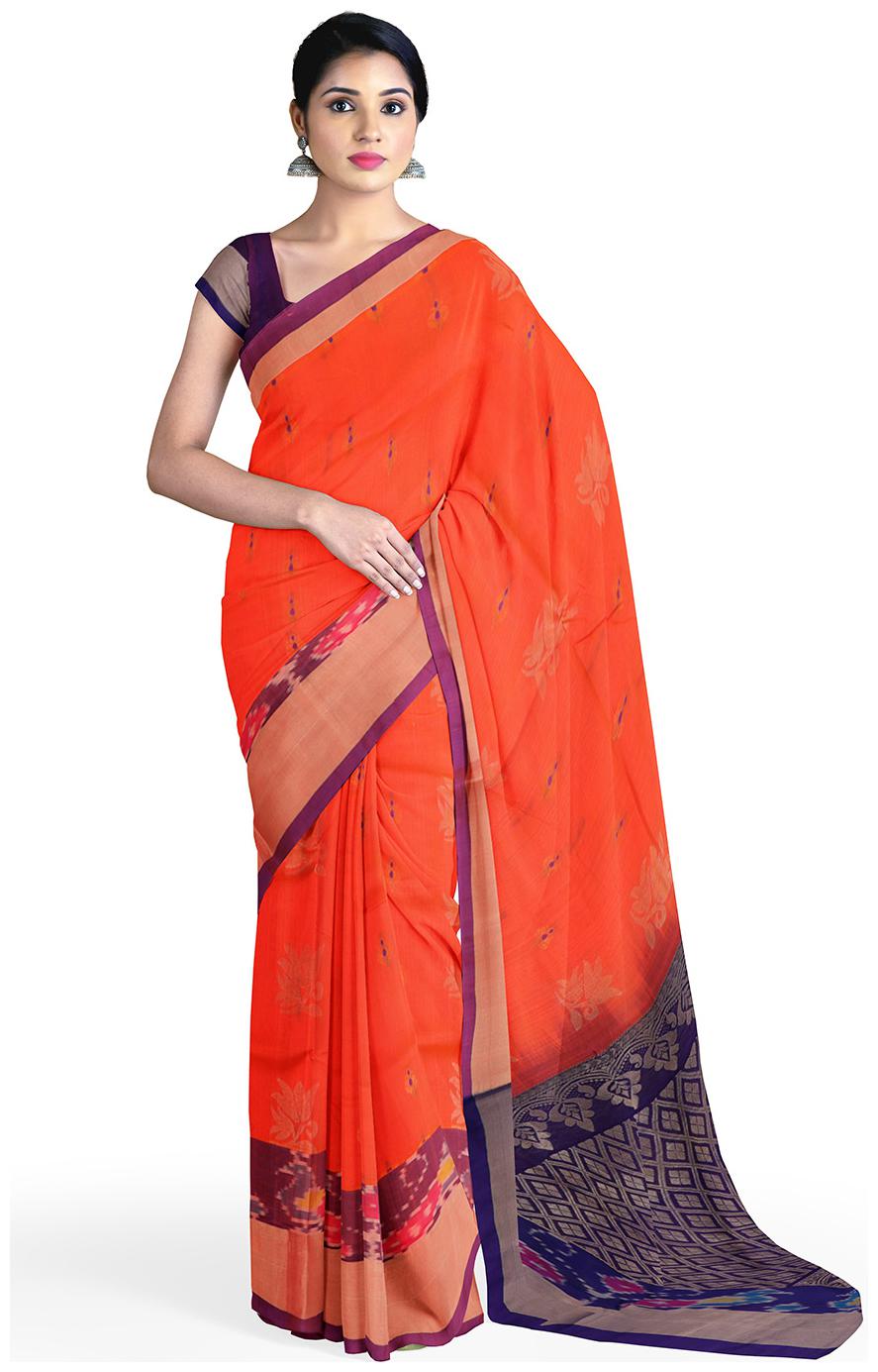 

APCO Cotton Blend Orange Woven Regular Saree For Women