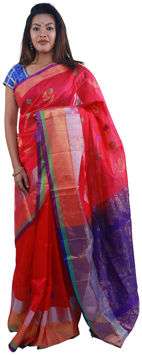 

APCO Cotton Blend Woven Pink Color Saree With Blouse