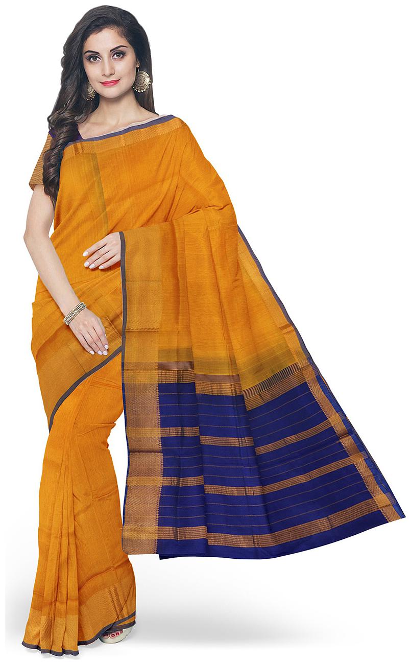 

APCO Cotton Blend Mustard Solid Regular Saree For Women