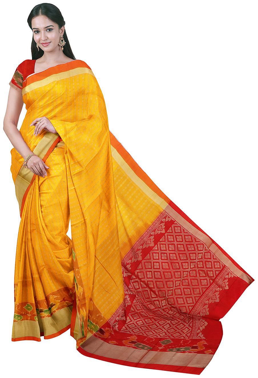 

APCO Cotton Blend Yellow Woven Regular Saree For Women