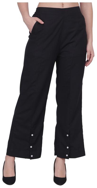 

Apella Black Solid Straight Palazzo