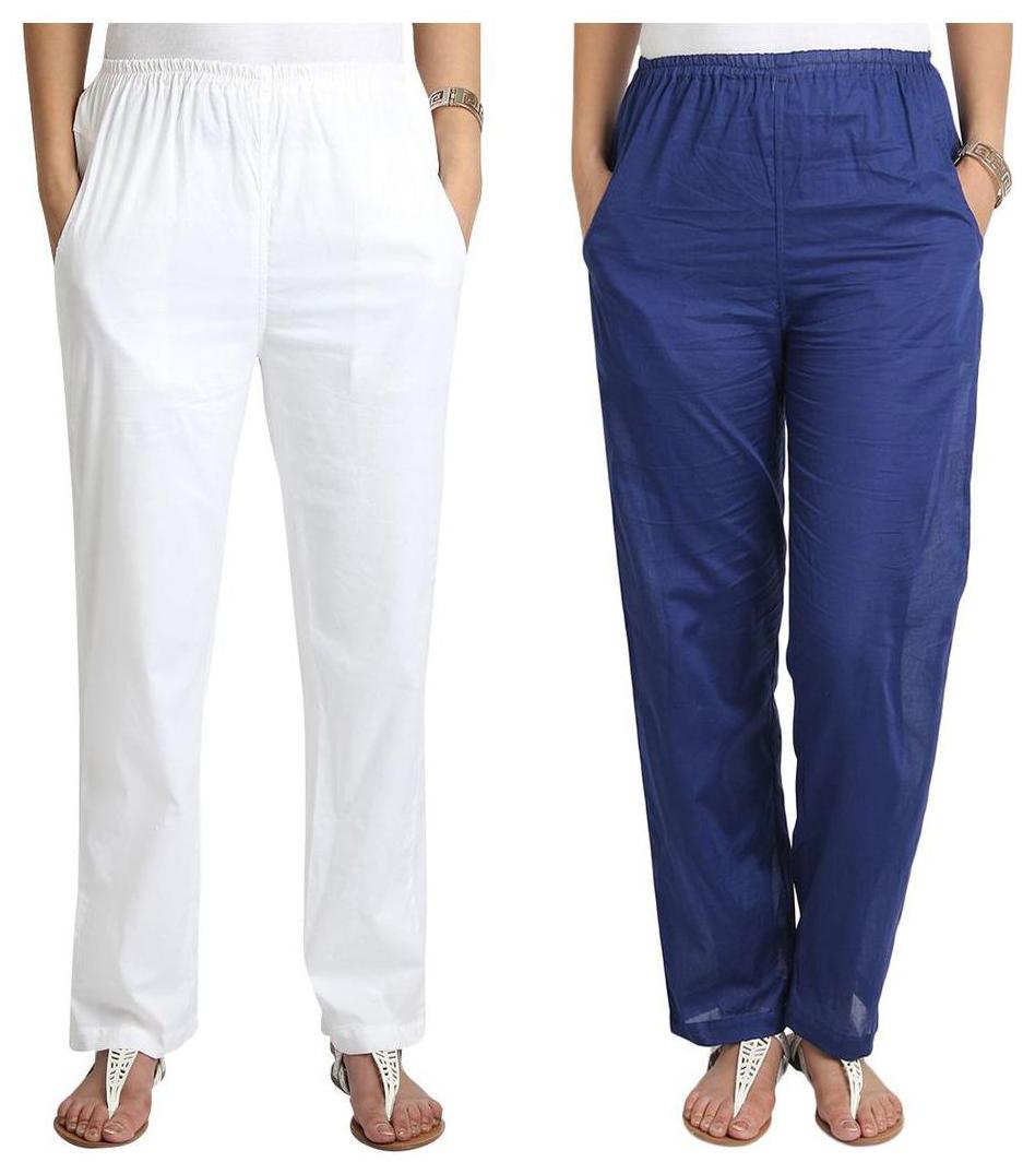 

Apella White Blue Cotton Palazzo Combo Pack