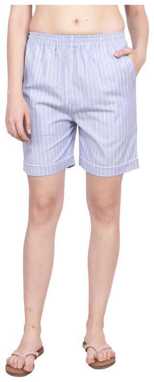

Apella Women Striped Regular shorts - Blue