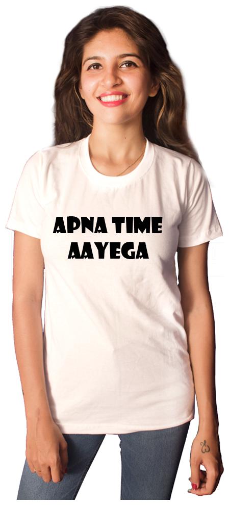 

indirage Women White Regular fit Round neck Cotton T shirt