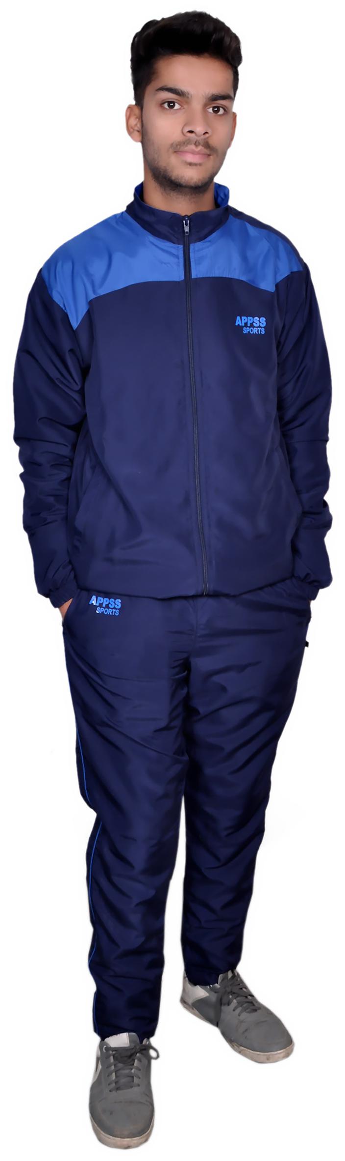 

APPSS SPORTS Tracksuit for Men Regular Super Poly Tracksuit Regular fit Stylish Casual and Gym wear Specially Designed for Athletic Body (Navy Sky)