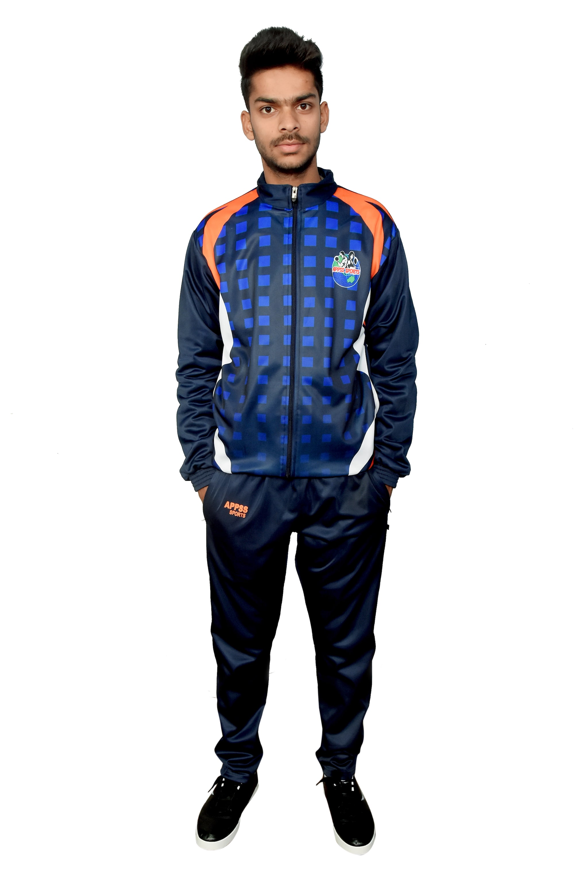 

APPSS SPORTS Printed Tracksuit for Men Regular Fit Super Poly Navy Tracksuit Stylish Casual and Gym wear Specially Designed for Athletic Body