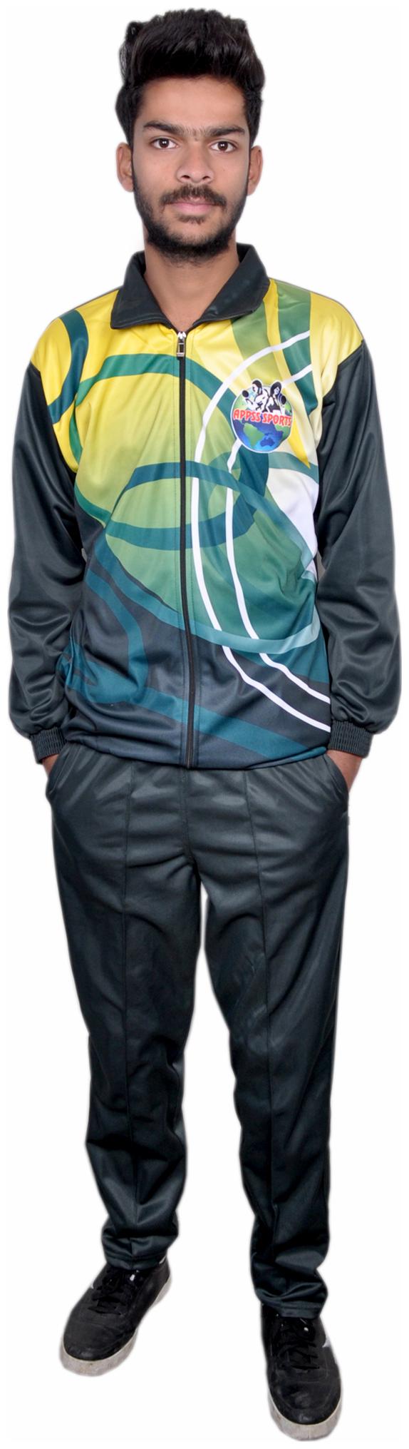 

APPSS SPORTS Printed Tracksuit for Men Regular Fit Super Poly Green and Yellow Tracksuit Stylish Casual and Gym wear Specially Designed for Athletes