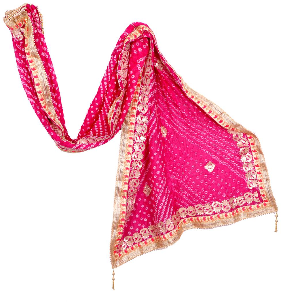 

Apratim Woman Art Silk Bandhani Bandhej Gotta Patti Dupatta Wedding Festival Party wear