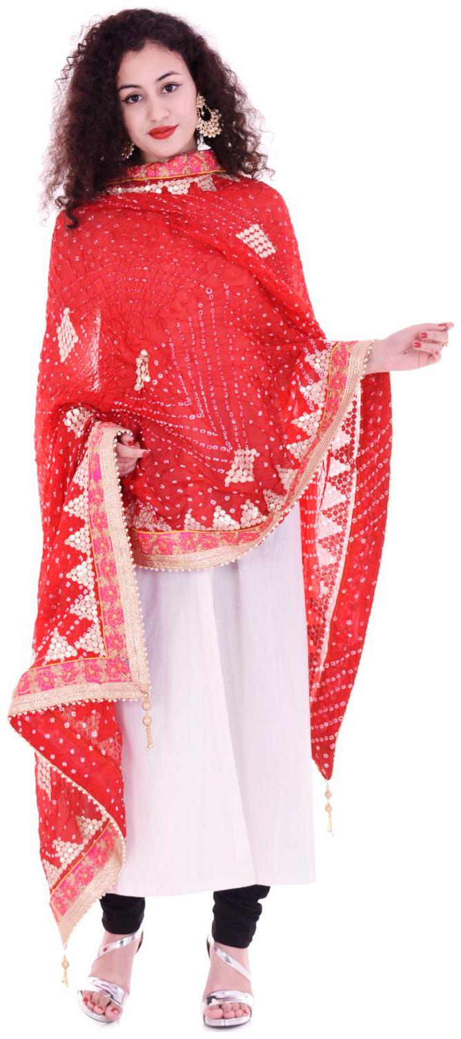

Apratim Women Gotta Patti Work Bandhani Art Silk Dupatta 2 3M