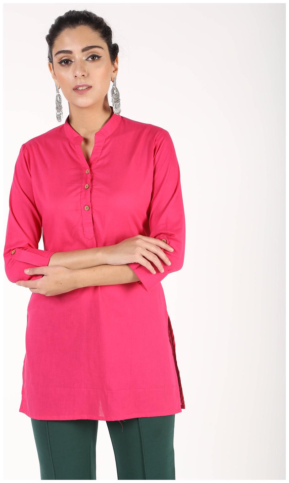 

Aprique Fab Women Pink Solid Straight Kurti