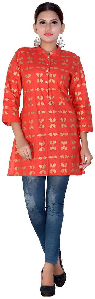 Aprique Fab Women Red Printed Straight Kurti