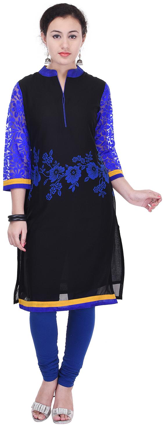

Aprique Fab Women Blue Printed Straight Kurti
