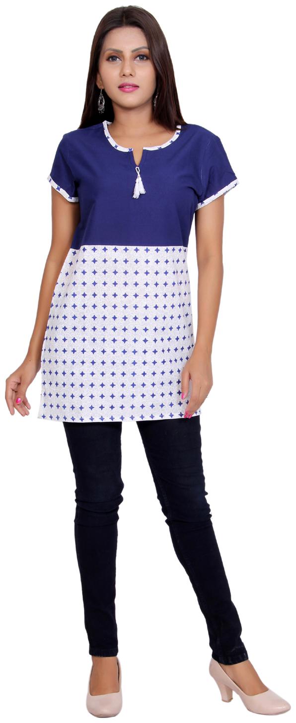 

Aprique Fab Women Blue Printed Straight Kurti
