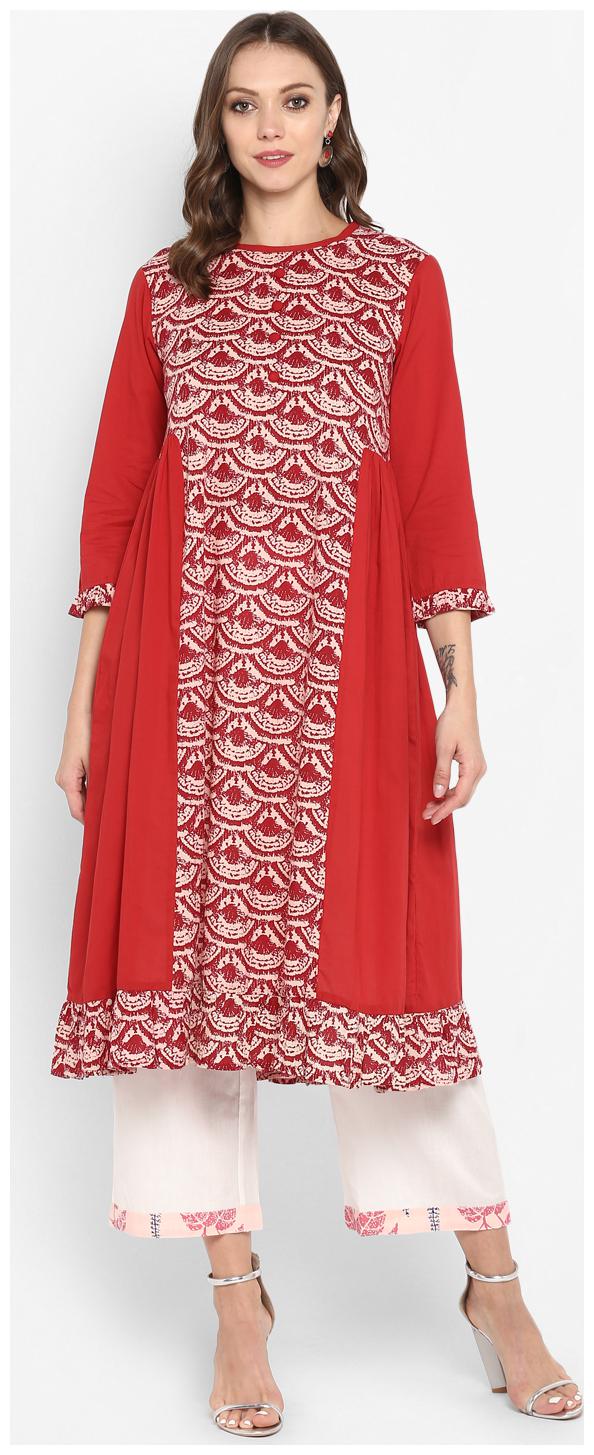 

Aprique Fab Women Red Printed Kurti Dress