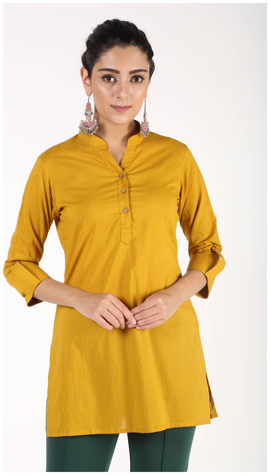 

Aprique Fab Women Mustard Solid Straight Kurti