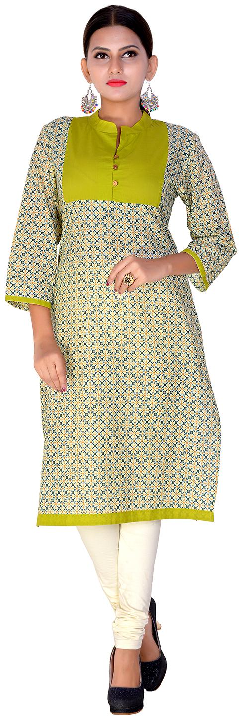 

Aprique Fab Women Green Printed Straight Kurti