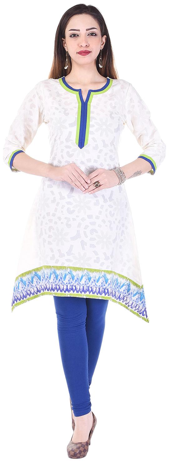 

Aprique FAB Jaipur Kurti Women White Printed A-line Cotton Kurta