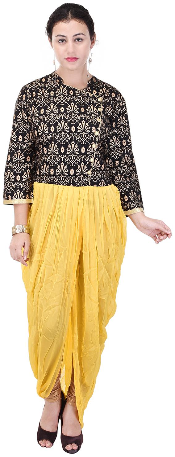 

Aprique Fab Women Yellow Printed Straight Kurta