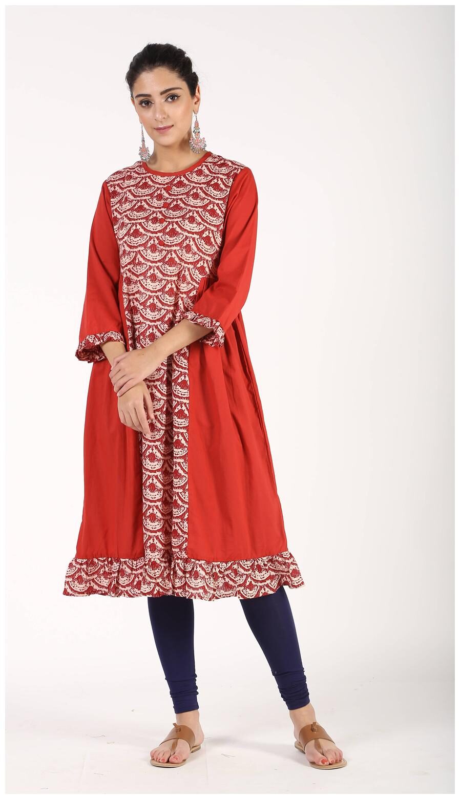 

Aprique Fab Women Red Printed Anarkali Kurti