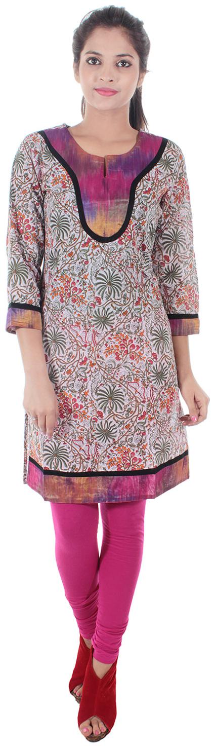 

Aprique FAB Jaipur Kurti Women Purple Floral Print Straight Cotton Kurta