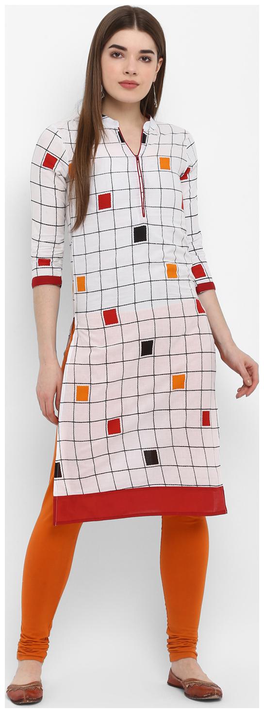

Aprique Fab Women White Printed Straight Kurti