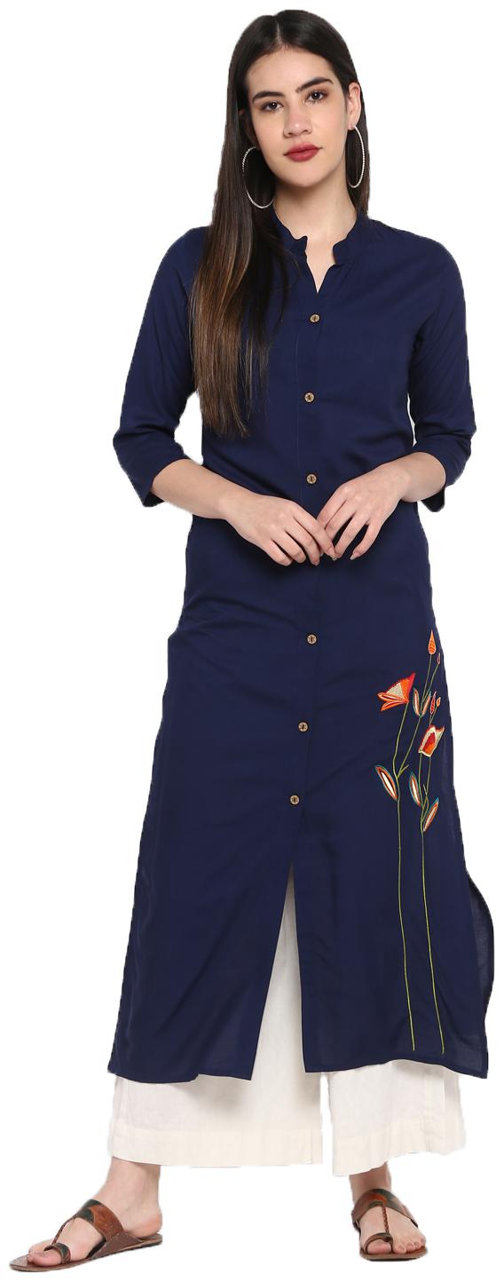 

Aprique Fab Rayon Partywear Women Kurta Without Dupatta Blue