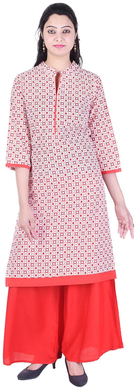 

Aprique Fab Women Red Printed Straight Kurti