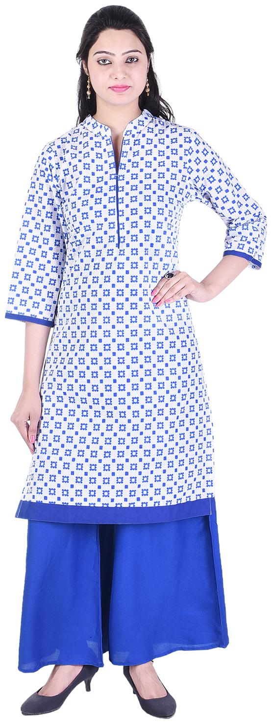 

Aprique Fab Women Blue Printed Straight Kurti