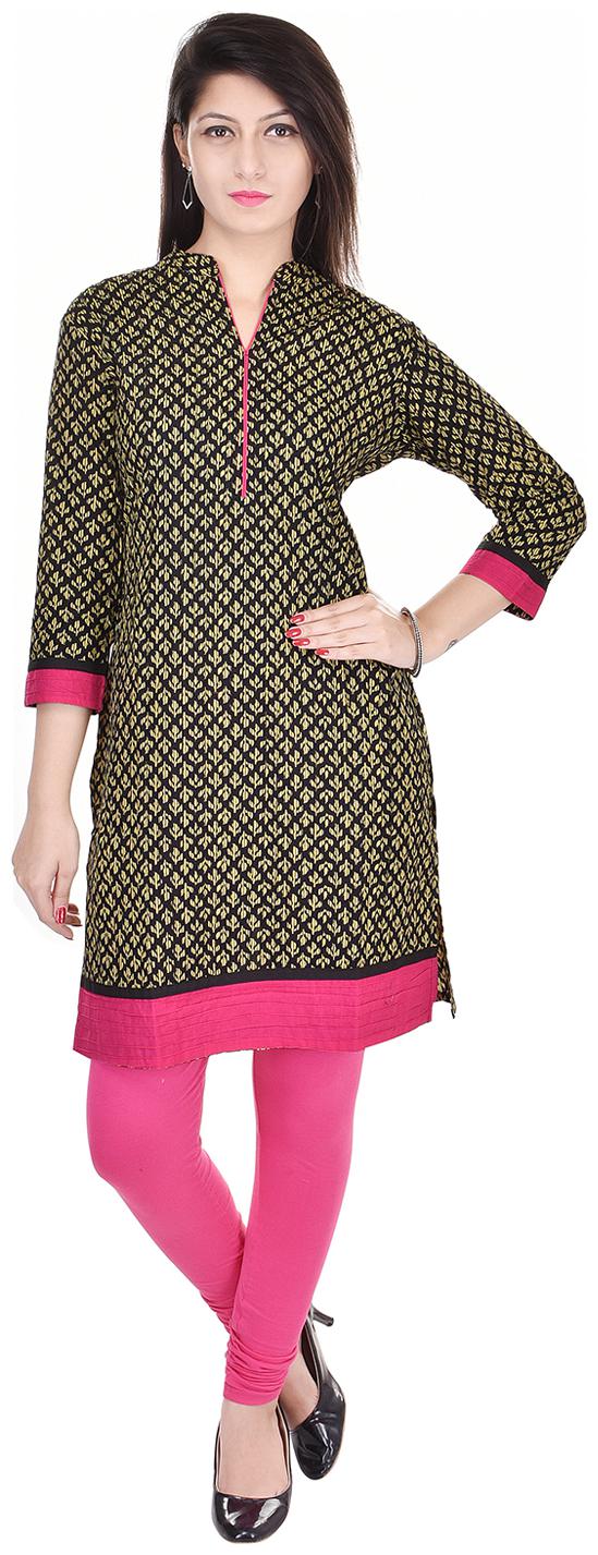 

Aprique Fab Women Pink Brown Printed Straight Kurti