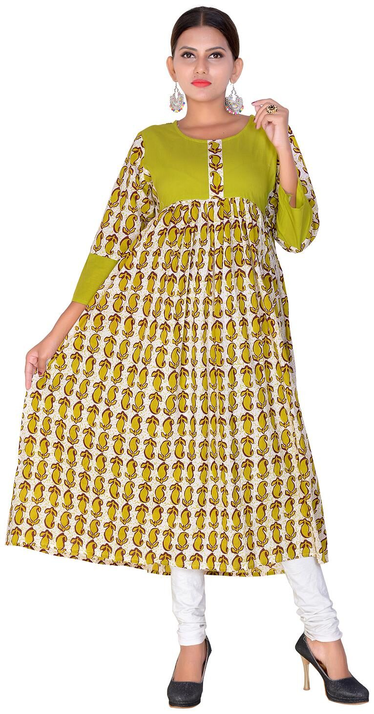 

Aprique FAB Jaipur Kurti Women Multi Booti Print A-line Cotton Kurta
